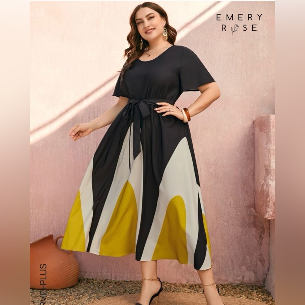 Fiesta midi dress- black & yellow
